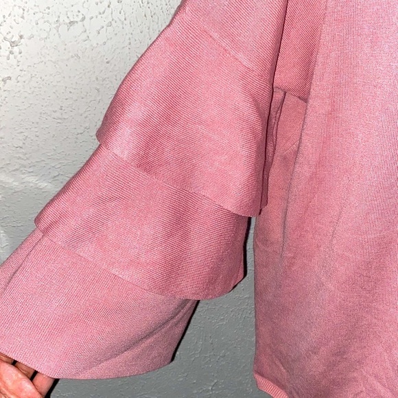 Time and Tru Rose color Sweater w/Ruffles and Bell Sleeves size XXXL (22) - Picture 3 of 9